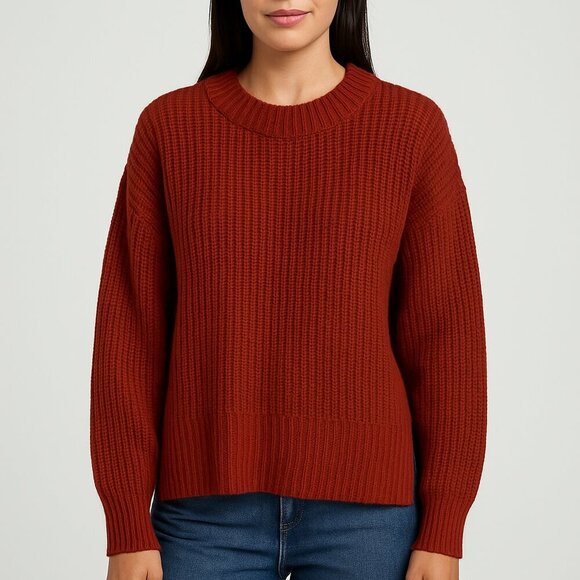 True Craft Damask Red Core Sweater Ribbed Crewneck – Size M – New - Picture 1 of 4